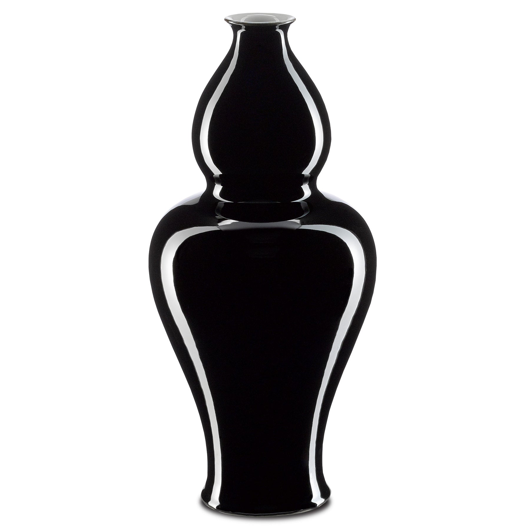 Imperial Black Small Elongated Double Gourd Vase