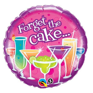 Forget the Cake Foil Balloon, pink and featuring cocktail glasses