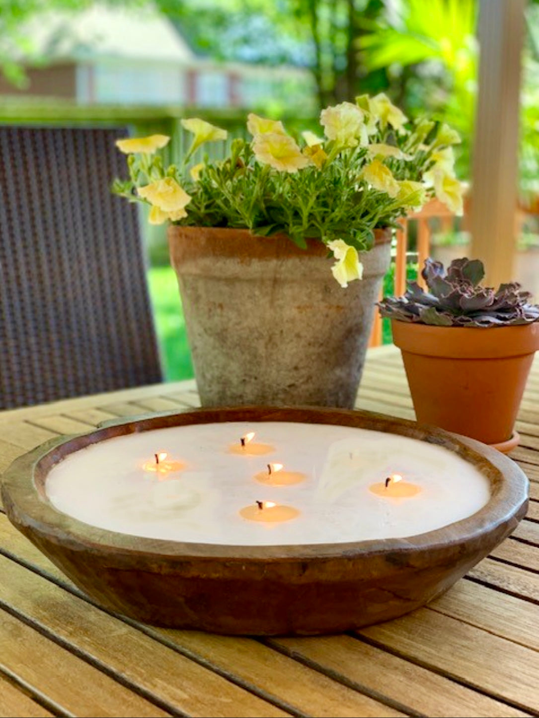 Round Wood Bowl Candle