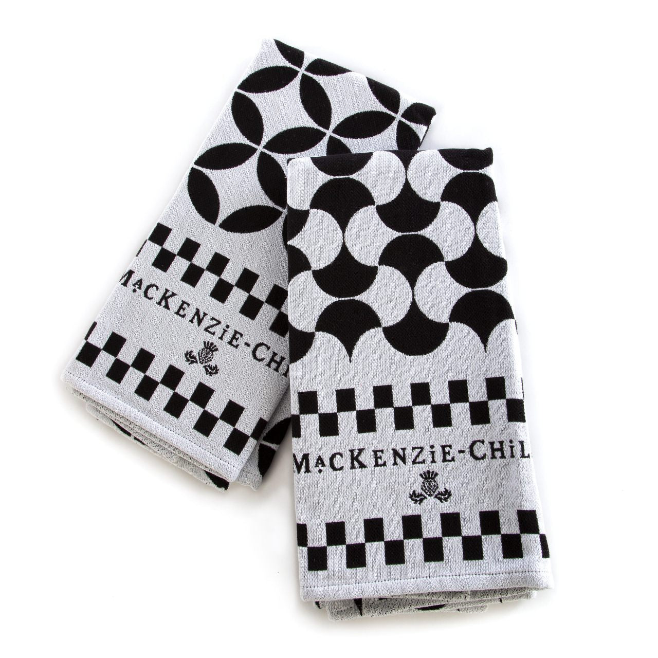 MacKenzie-Childs Black & White Zig Zag Dish Towels - Set of 3