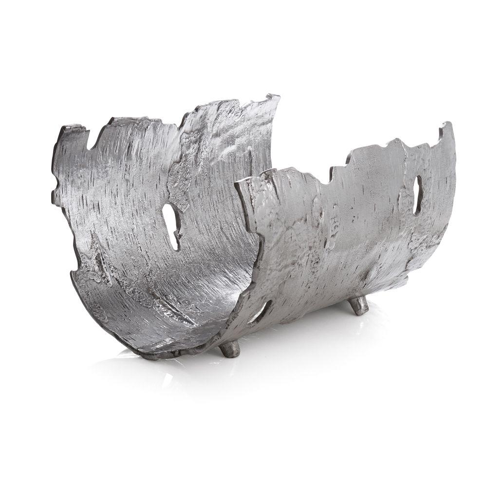 Bark Log Holder Oxidized Polished