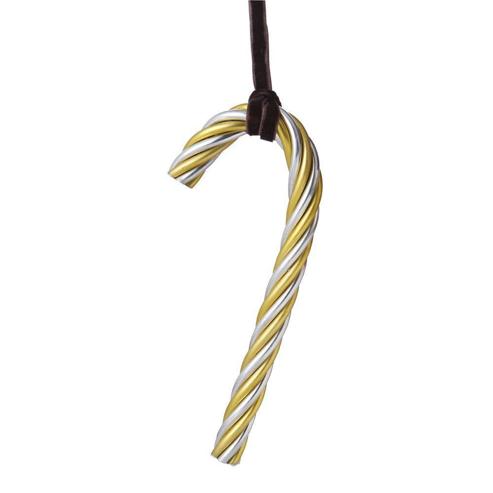 Twist Candy Cane Gold & Silver Ornament