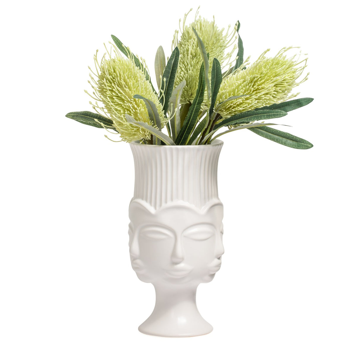 Odyssey Ceramic Face Vase - White