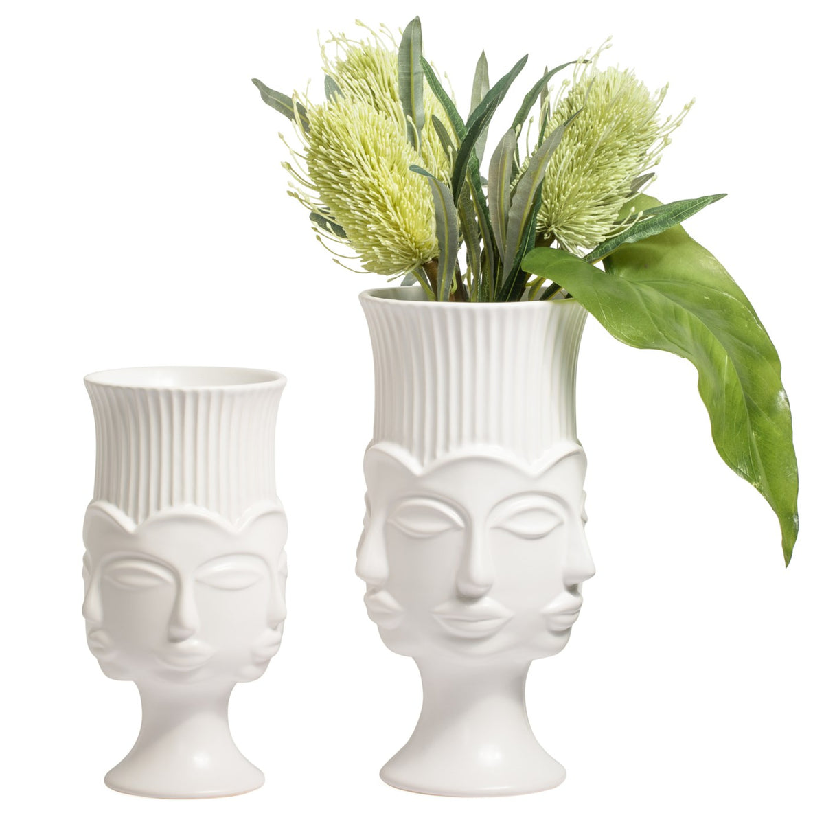 Odyssey Ceramic Face Vase - White