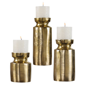 Amina Antique Brass Candleholders Set/3