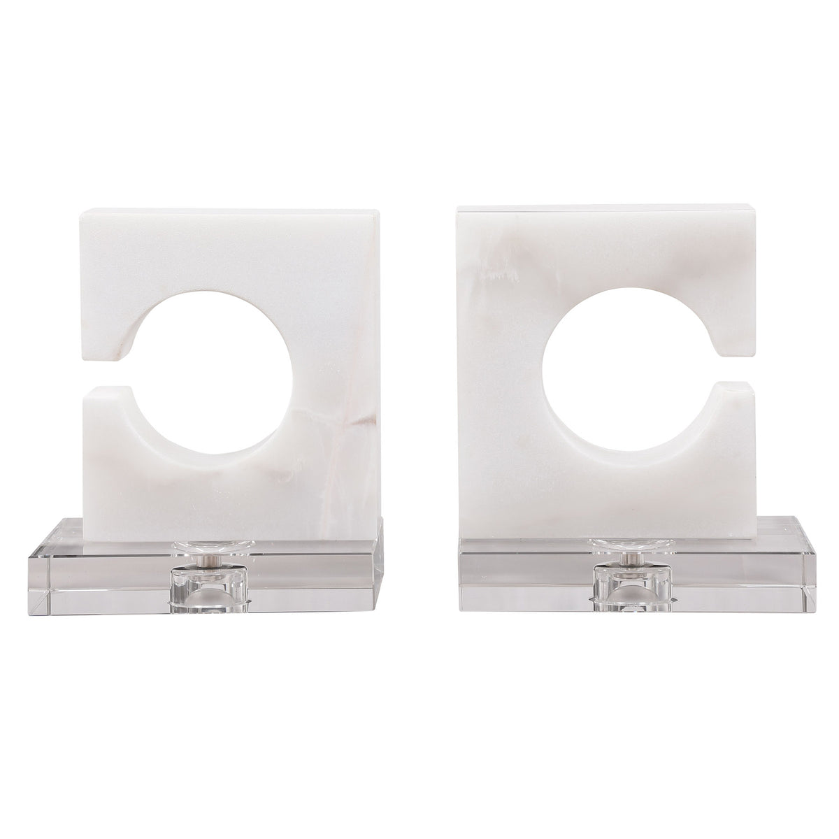 Clarin White &amp; Gray Bookends, S/2